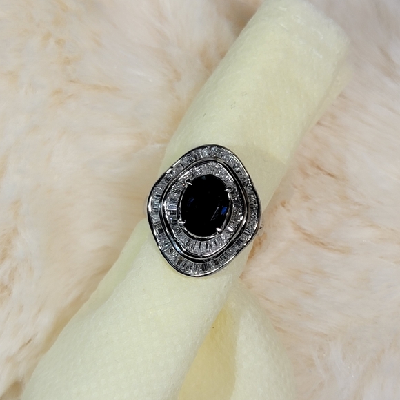 Pt 900 Sapphire ring - Picture 4 of 6